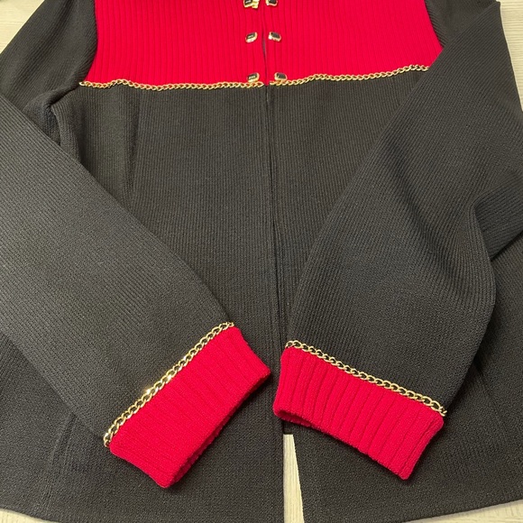 St. John zip Up Sweater Jacket W/Chains Sz 14 - Picture 12 of 14